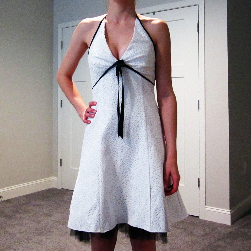 Jessica McClintock Black and White Halter Dress